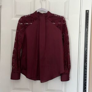 Scarlet wine lace armed pleated Goth top